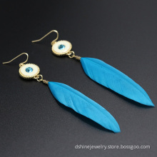 Handmade Bridal Feather Earrings With Alloy Charm Earrings